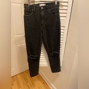 Abercrombie mom high rise jeans. Dark wash/distressed.  Size 26/2